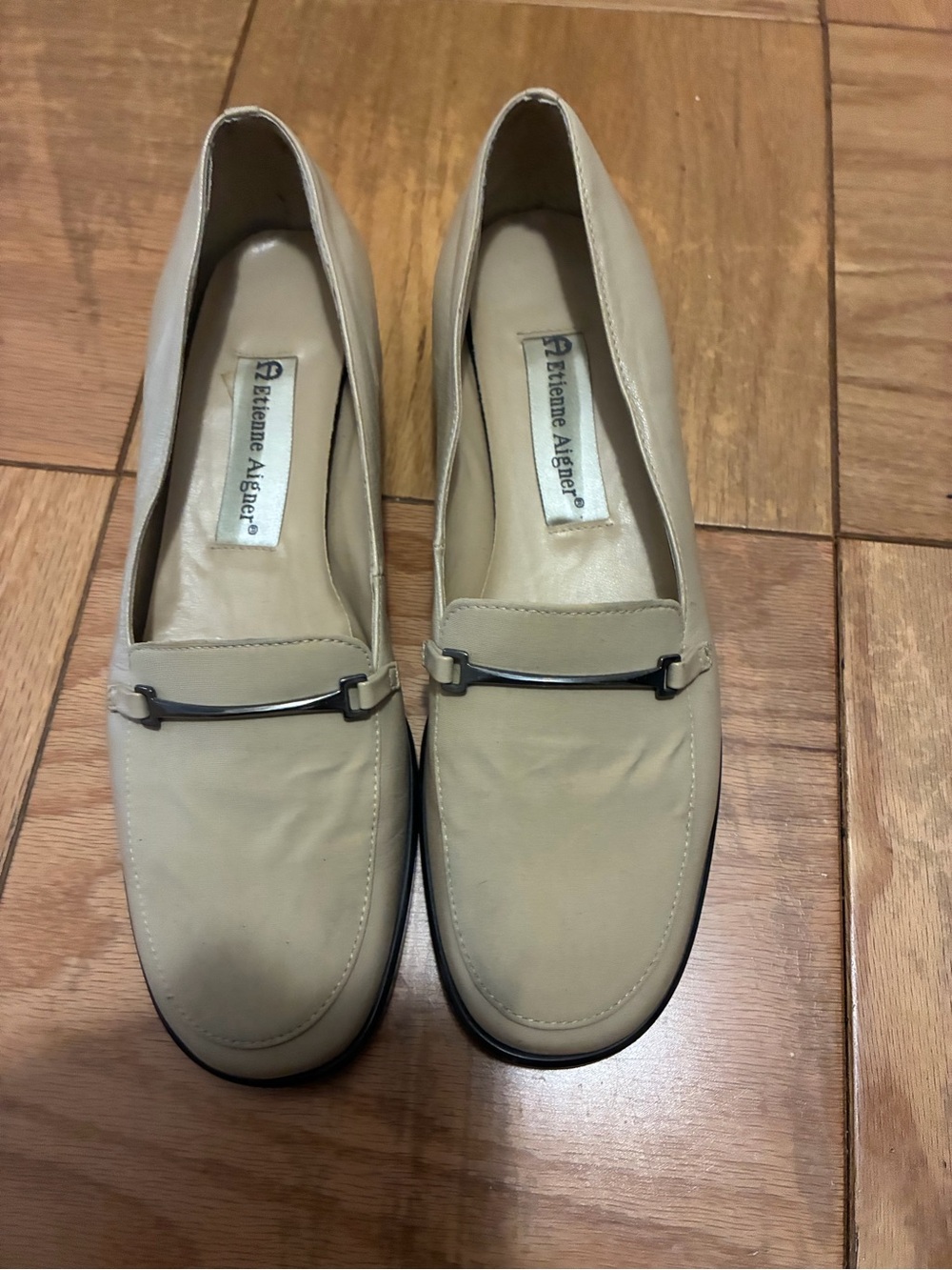 Etienne Aigner Cream Leather Bit Loafers